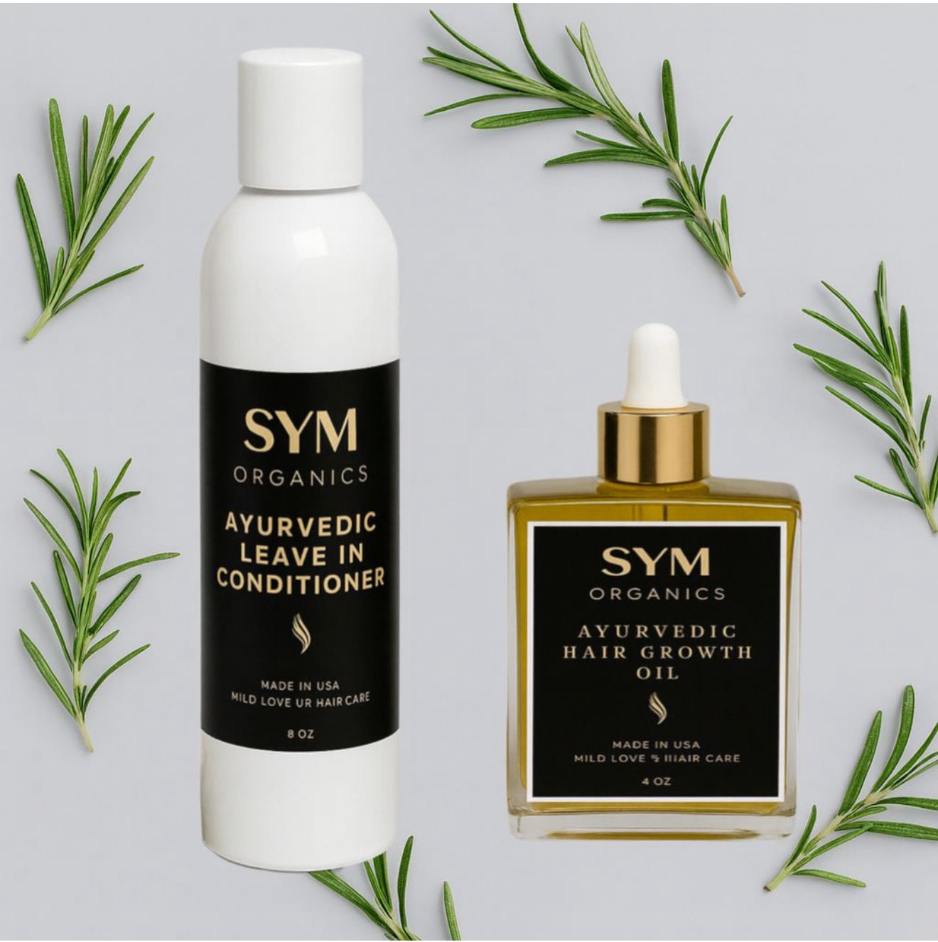 Ayurvedic herb hair growth oil 4oz & leave-in conditioner 8oz combo